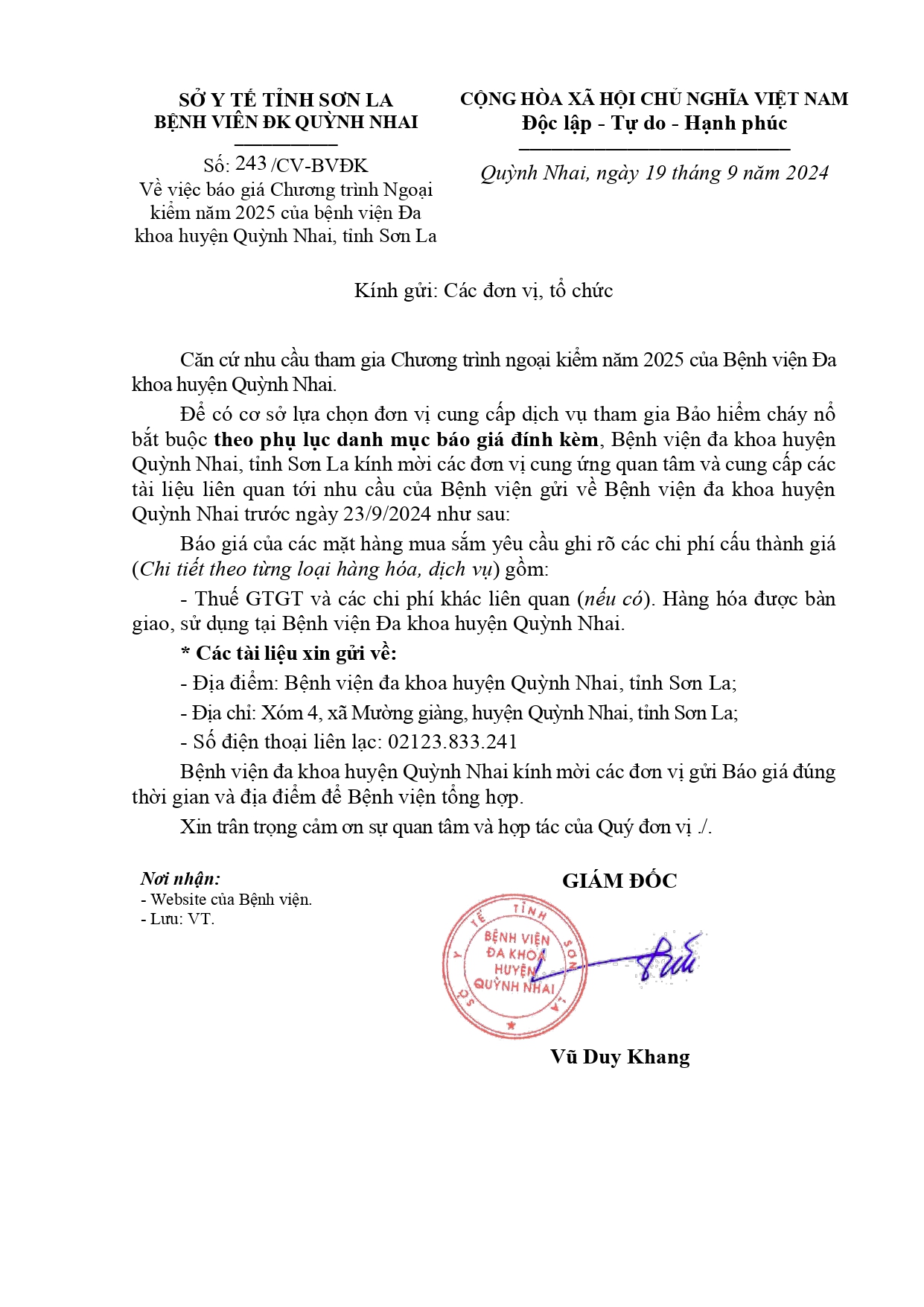Báo giá chương trình ngoại kiểm năm 2025
