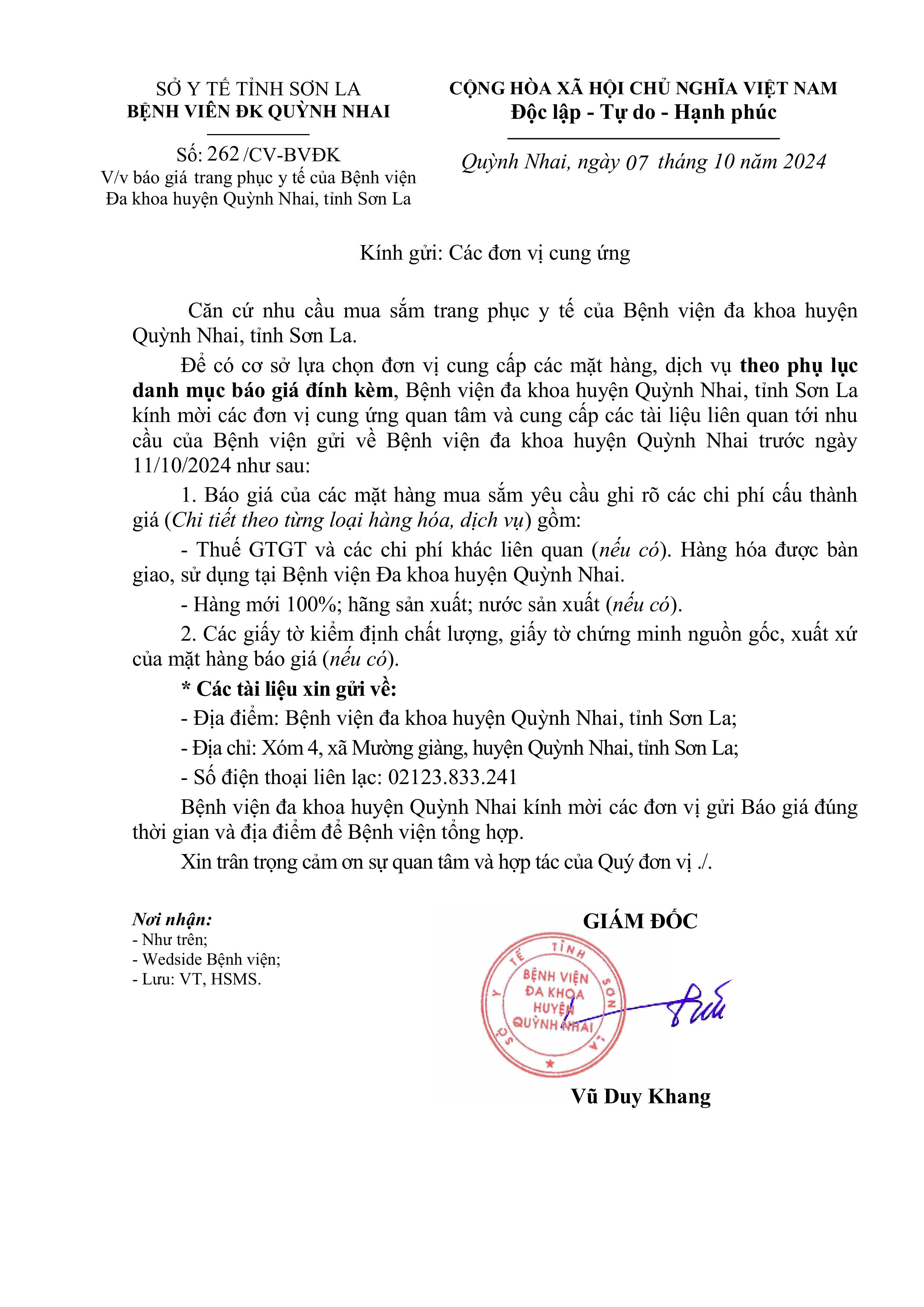 Báo giá trang phục y tê của bênh viên đa khoa huyện Quỳnh Nhai