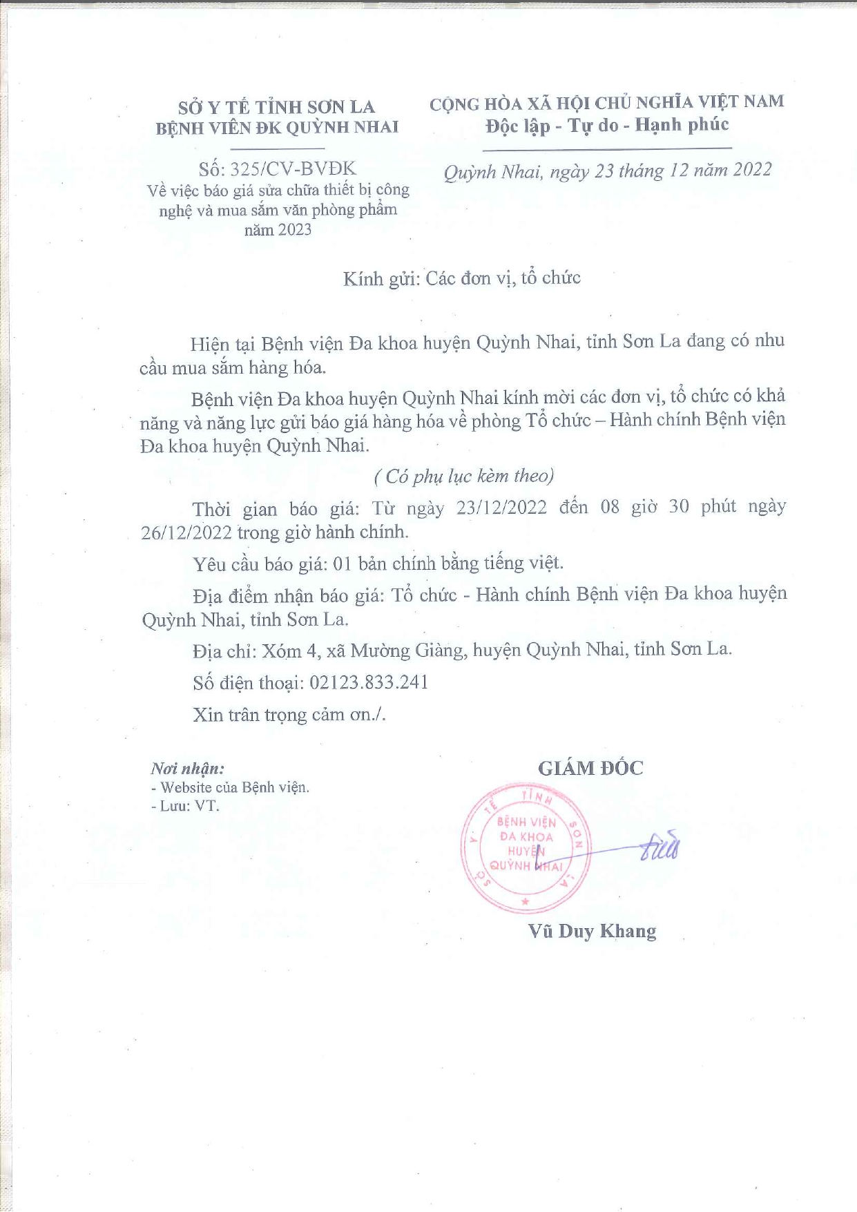 Báo Giá về viêc  sửa chữa thiết bị công ngheeh mua sắm văn phòng phẩm năm 2023