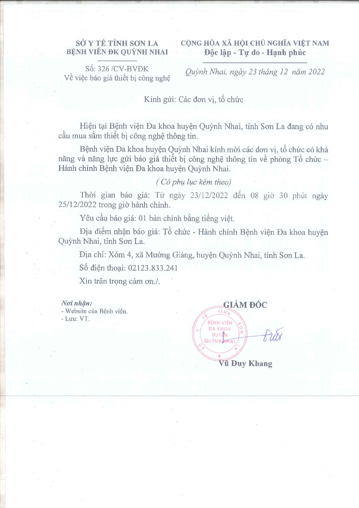 Báo giá thiết bị công nghệ