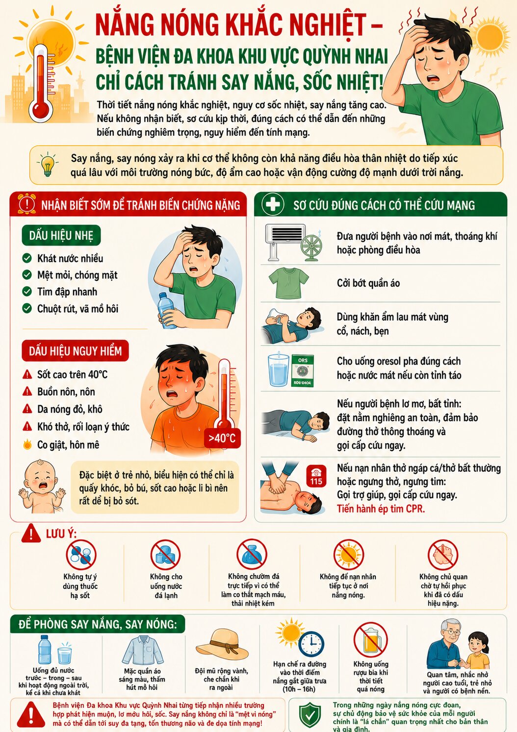 CẢNH BÁO NGUY CƠ SAY NẮNG, SỐC NHIỆT TRONG MÙA NẮNG NÓNG CỰC ĐOAN: CẨM NĂNG SƠ CỨU ĐÚNG CÁCH ĐỂ CỨU MẠNG NGƯỜI BỆNH