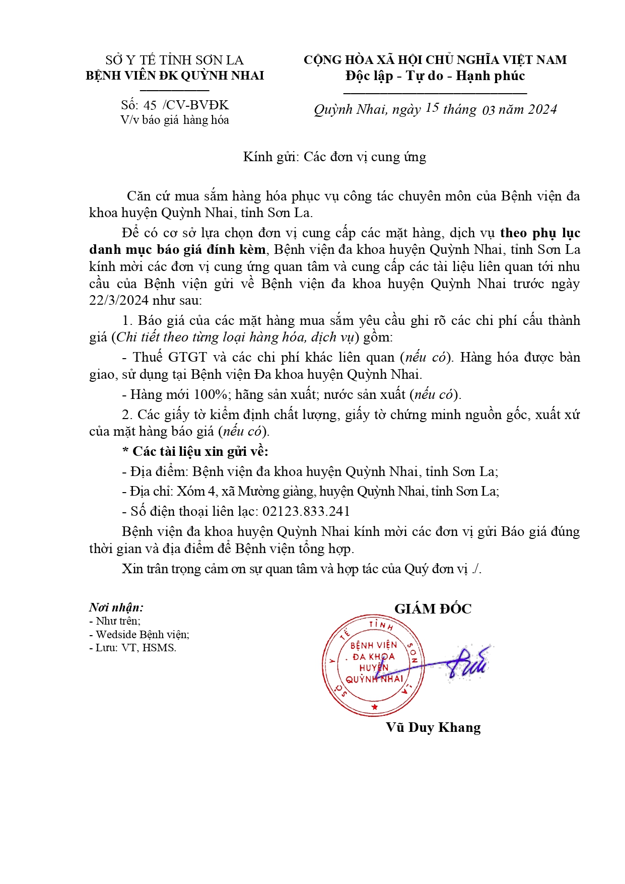 Báo giá hàng hóa (Túi nilong dùng cho công tác kiểm soát nhiễm khuẩn)