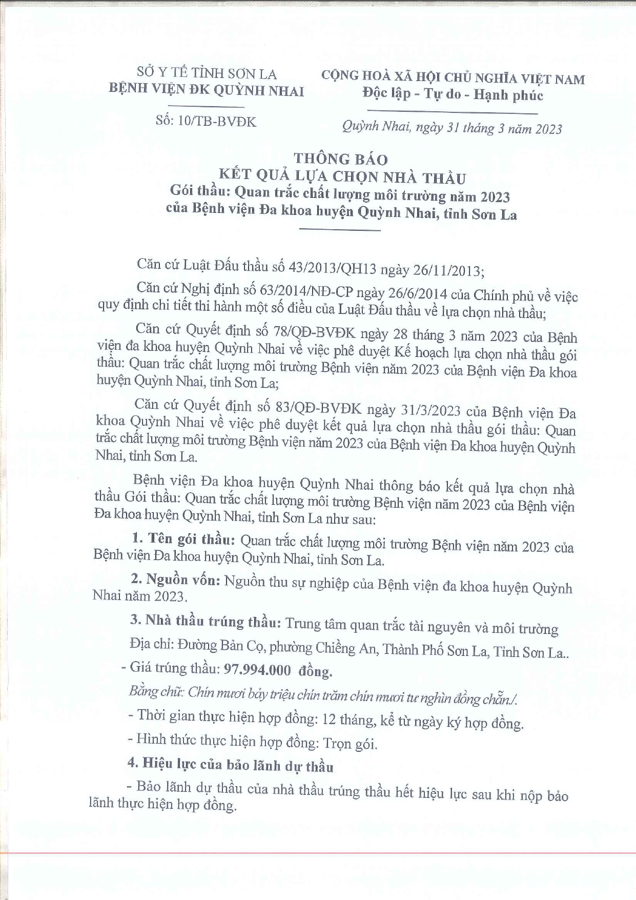 Quan trắc chất lượng môi trường năm 2023