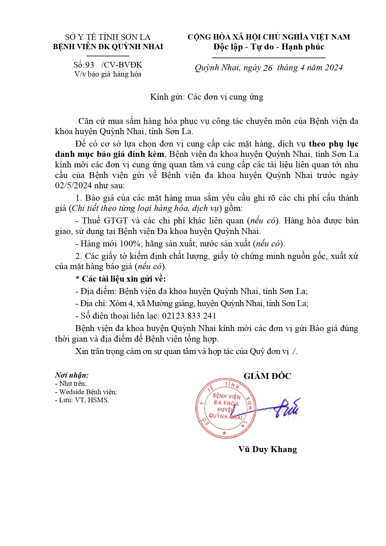 Báo giá hàng hóa (Thiết bị, công cụ phòng cháy chữa cháy)