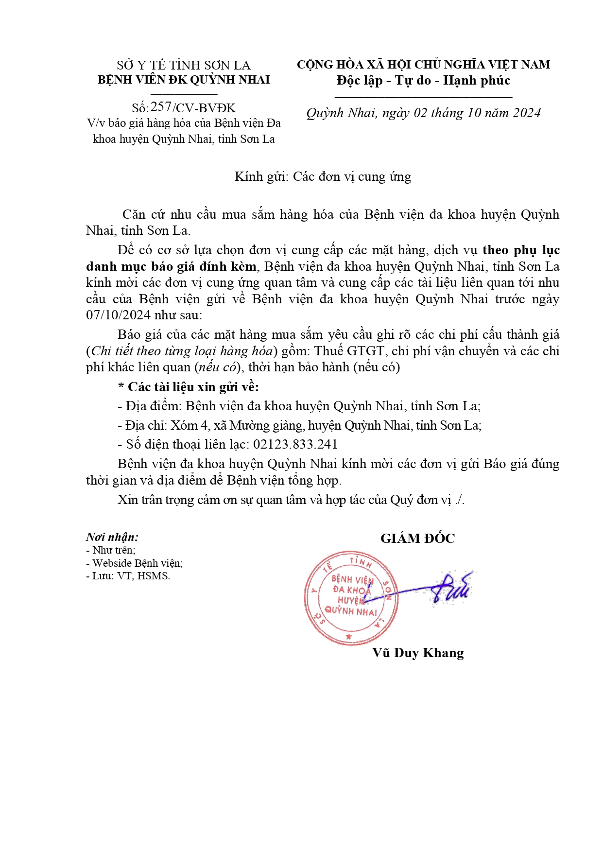 Báo giá hàng hóa