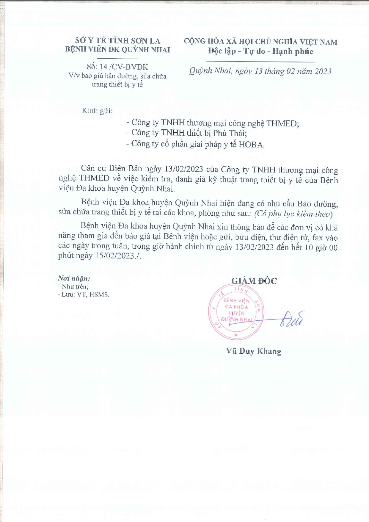 Báo giá bảo dưỡng, sửa chữa trang thiết bị y tế